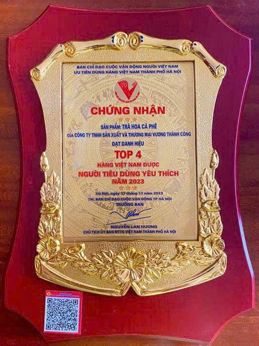 giay chung nhan top 4 tra hoa ca phe